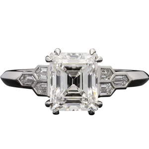 Carré Cut Diamond or Moissanite Honeycomb Ring