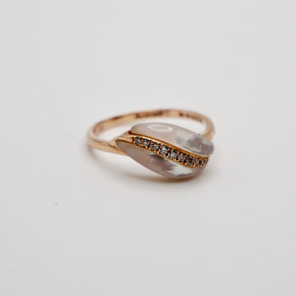 Pearl Leaf Diamond Ring, 14K Gold, view 9