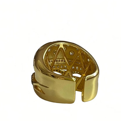Plated Hamburger or Veggie Burger Ring, 18K Yellow Gold, view 5