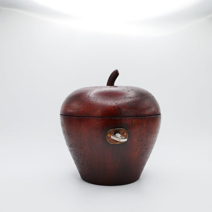 Antique Georgian fruitwood apple tea caddy, English c.1800, with hinged lid and applied stalk