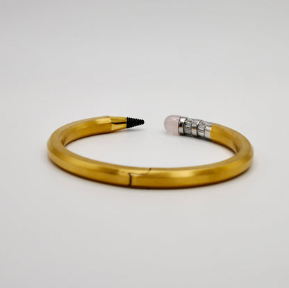Pencil Bangle with Moissanite and Pink Nephrite, 18K Gold Filled, view 4