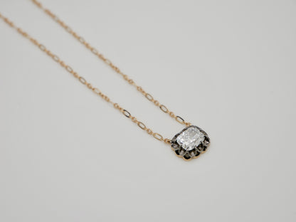 Cushion Cut Lab Diamond Gold Trombone Chain Necklace, 18K Gold, view 4
