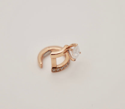 Floating Diamond Ear Cuff, 18K Rose Gold, view 4
