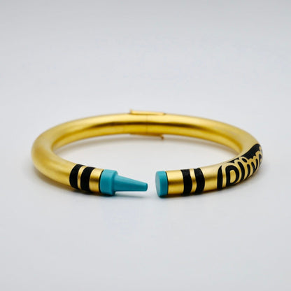 Customizable Crayon Bracelet with Turquoise Tips and Black Accents