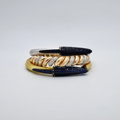 Pen Bangle with Lab Grown Blue Sapphire Pavé, 18K Yellow Gold Filled, view 10