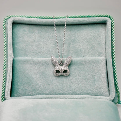 Rabbit Mask Pendant with Pave Moissanites or Diamonds, 18K Gold, view 6