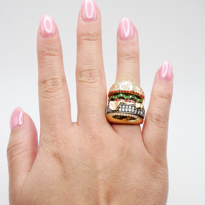 Stacked Hamburger Ring, Solid Gold, view 5