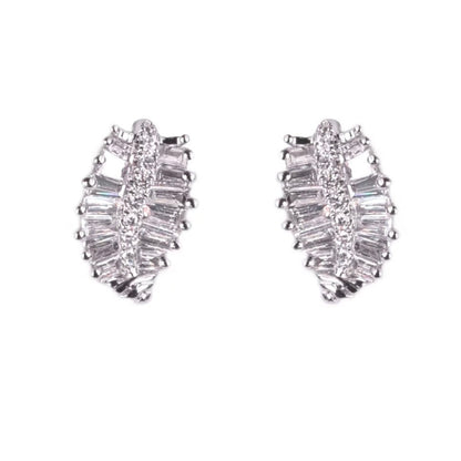 Diamond Small Palm Leaf Studs, 18K Gold