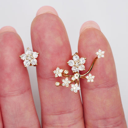 Asymmetrical Shooting Star Diamond Earrings in 14K or 18K Gold