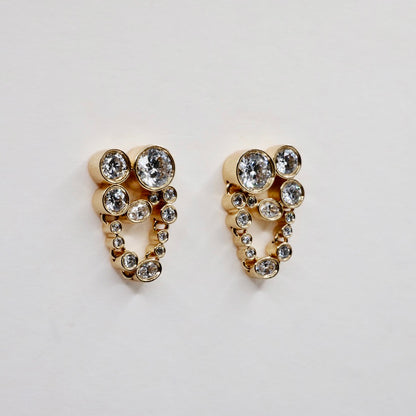Constellation Drop Earrings with Lab Grown Diamonds or Moissanites, 18K Gold, view 3