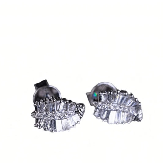 Diamond Small Palm Leaf Studs, 18K Gold, view 2