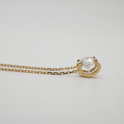 Round Lab Diamond or Moissanite Floating Necklace, 18K Gold, view 4