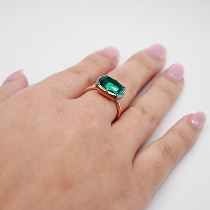 Georgian Victorian Elongated Cushion Cut Emerald Ring, view 7