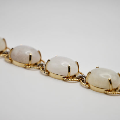 Pebble Cabochon Sicilian Moonstone/Amethyst/Citrine and Moissanite Rope Bracelet, view 2