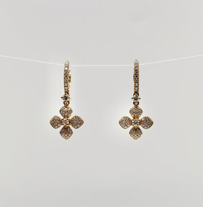 Diamond Clover Hoop Earrings, view 2