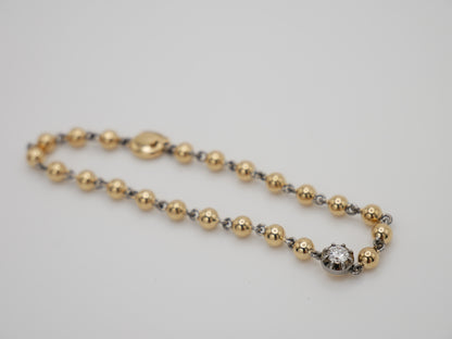 Ball Chain Georgian Victorian Bracelet with Moissanite or Lab Diamond, view 6