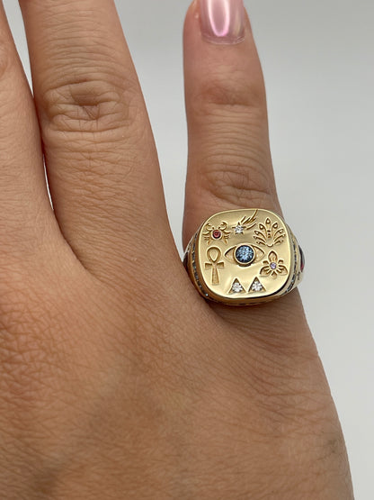 Hieroglyphs Ring, 14K Gold, view 8
