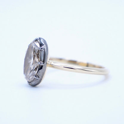 Georgian Victorian Champagne Oval Lab Diamond Ring, 14K Gold, view 2