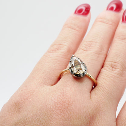 Georgian Brown Tilted Pear Moissanite Ring, view 5
