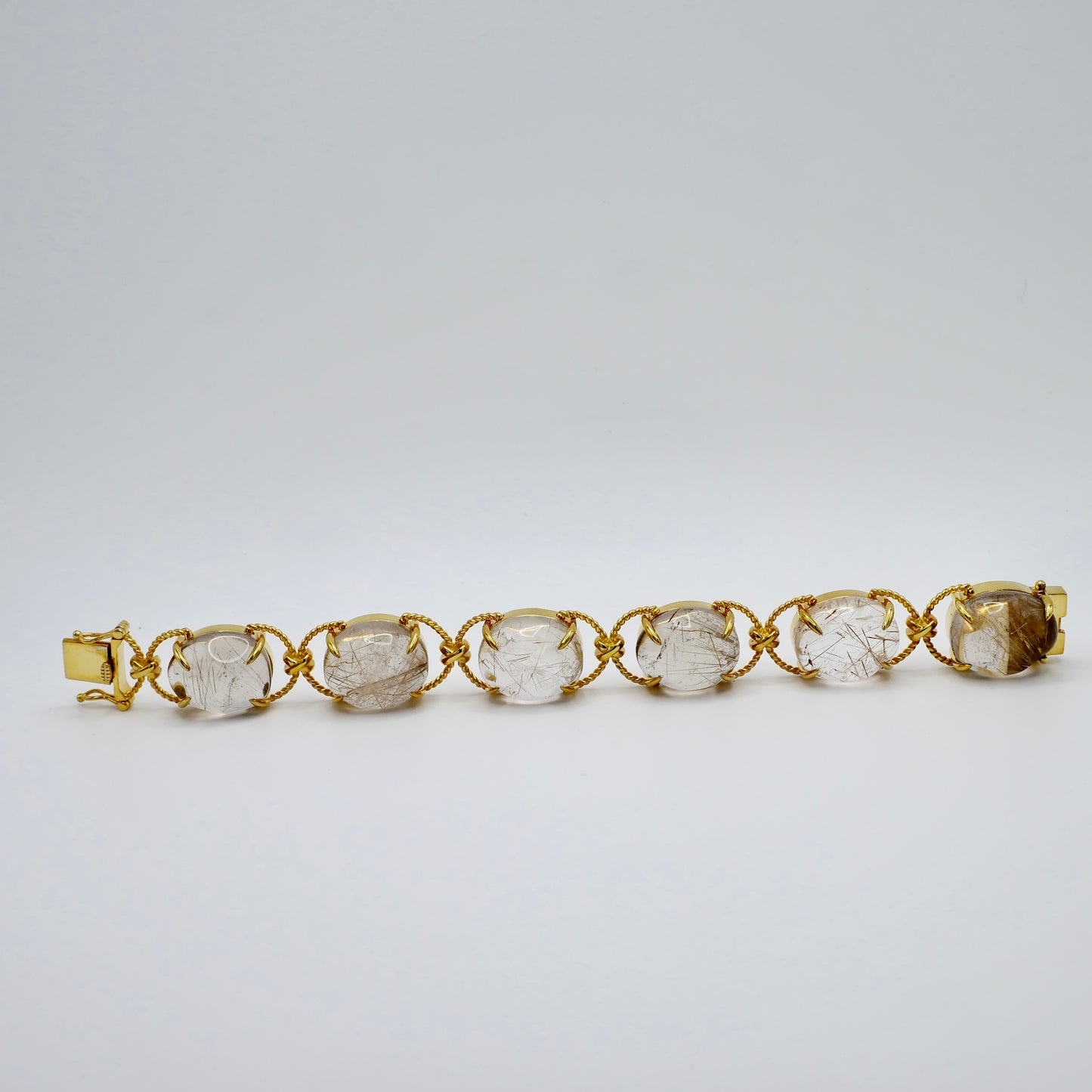 Pebble Cabochon Sicilian Rutilated Quartz Rope Bracelet, view 2