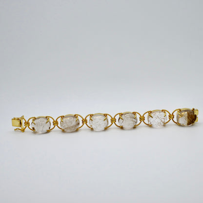 Pebble Cabochon Sicilian Rutilated Quartz Rope Bracelet, view 2