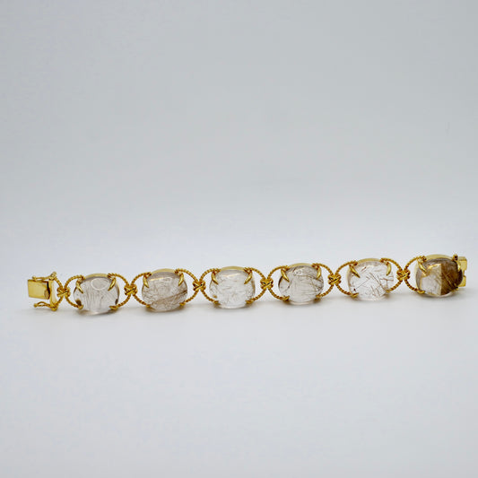 Pebble Cabochon Sicilian Rutilated Quartz Rope Bracelet, view 2