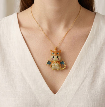 Pikachu in Charizard Poncho Pendant Pavé Moissanite Sapphire, view 3