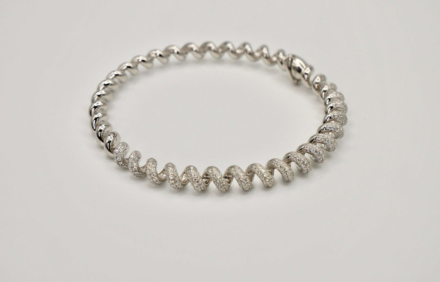 Fusilli Rotini Spiral Gold Moissanite Bangle, view 4