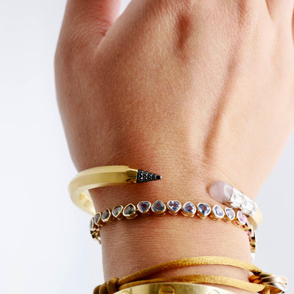 Pencil Bangle with Moissanite and Pink Nephrite, view 9