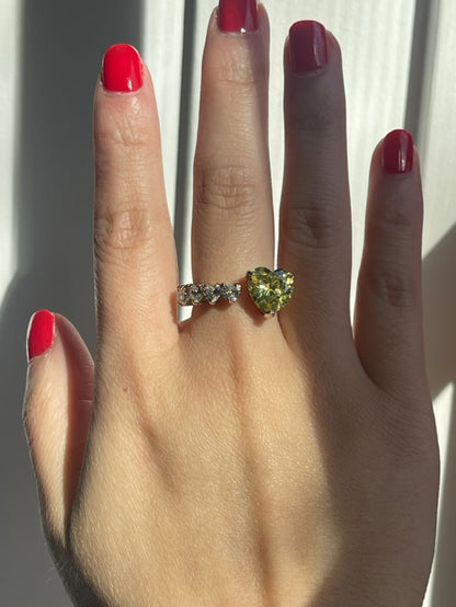Floating Heart Ring with Sapphire, 18K Gold, view 5