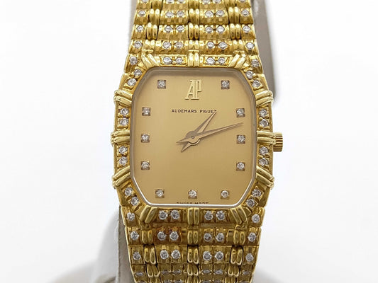 Audemars Piguet 18K Yellow Gold Diamond Watch — Vintage Bamboo Bracelet