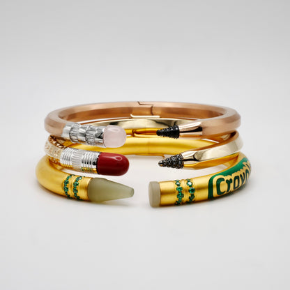 Customizable Crayon Bracelet with Nephrite and Lab Emeralds, Gold Filled, view 13