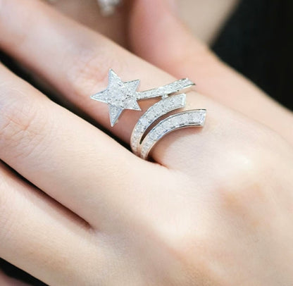 Diamond Shooting Star Comet Ring, 18K Gold, view 3