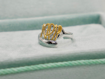 Adjustable Fork Spaghetti/Pasta Ring - Platinum and with Sterling Silver, 18K Gold Filled, view 4