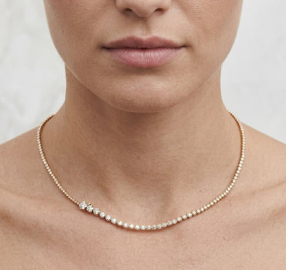 Graduating Lab-Grown Diamond Seamless Tennis Necklace, view 4