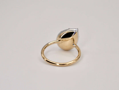 Georgian Victorian Tilted Pear Ring, Lab Diamond or Moissanite, 14K Gold, view 2
