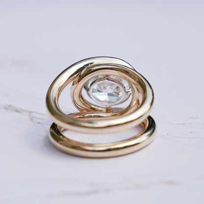 Oval Moissanite Interlocking Loops Ring, view 7