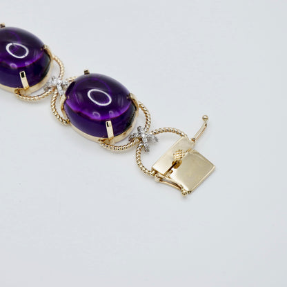 Pebble Cabochon Sicilian Moonstone/Amethyst/Citrine and Moissanite Rope Bracelet, view 5