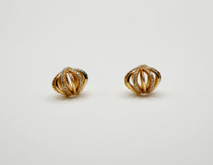 Diamond Snowflake Earrings, 18K Gold, view 3
