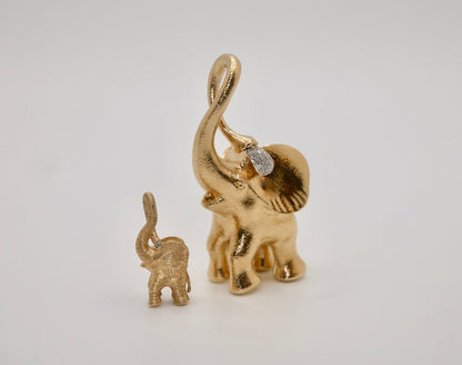 Diamond Large Elephant Pendant Charm, 18K Gold, view 3