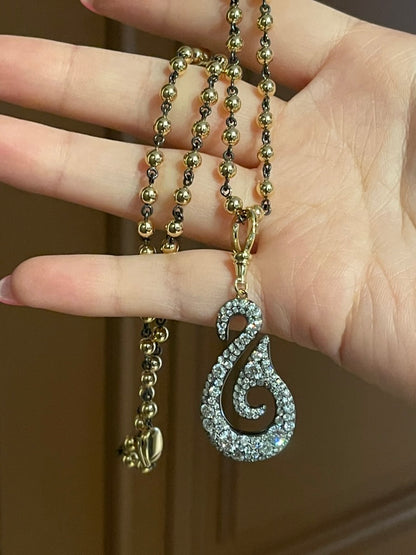 Oceanic Swirl Diamond or Moissanite Charm Pendant, view 9