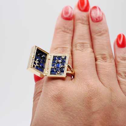 Enchanted Door Portal Moissanite and Sapphire Ring, 14K Gold, view 9