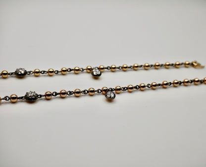 Georgian Victorian Art Deco Ball Chain Multi Stone Bracelet, Lab Diamond or Moissanite, view 3
