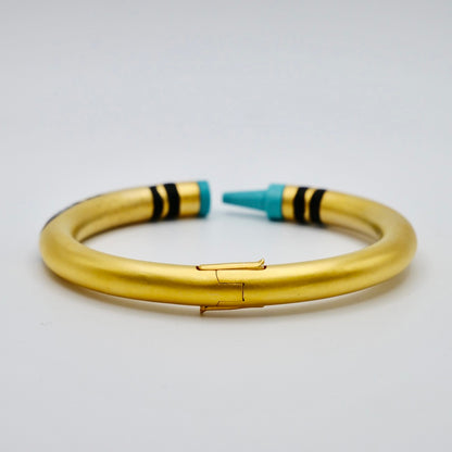 Customizable Crayon Bracelet with Turquoise Tips and Black Accents, view 3