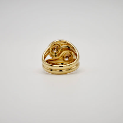 Moi et Toi Double Pear Shaped Champagne Diamond Wrap Ring, 18K Yellow Gold, view 5