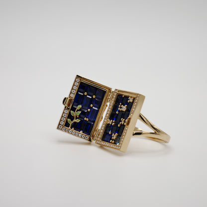 Enchanted Door Portal Moissanite and Sapphire Ring, 14K Gold, view 3