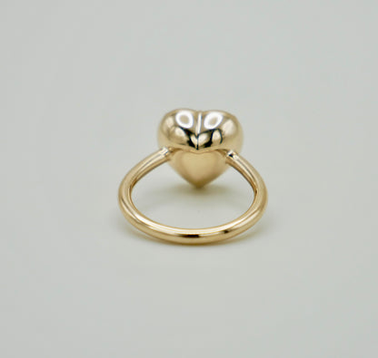 Georgian Victorian Heart Shaped Moissanite and Gold Collet Button Back Ring, 4 Ct, view 4