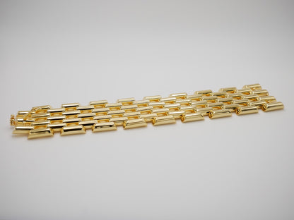 Vintage Retro Wide Gold Link Tube Bracelet, view 3
