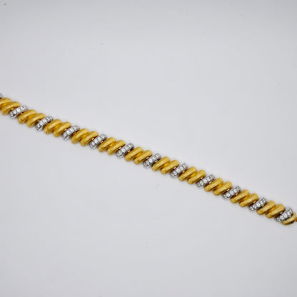 Rigatto Silk Engraved Bracelet with Moissanites, 18K Gold Filled, view 5