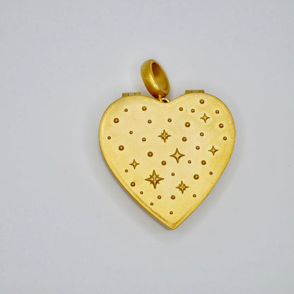 Celestial Makeup Palette Heart Locket Pendant in 18K Gold Filled
